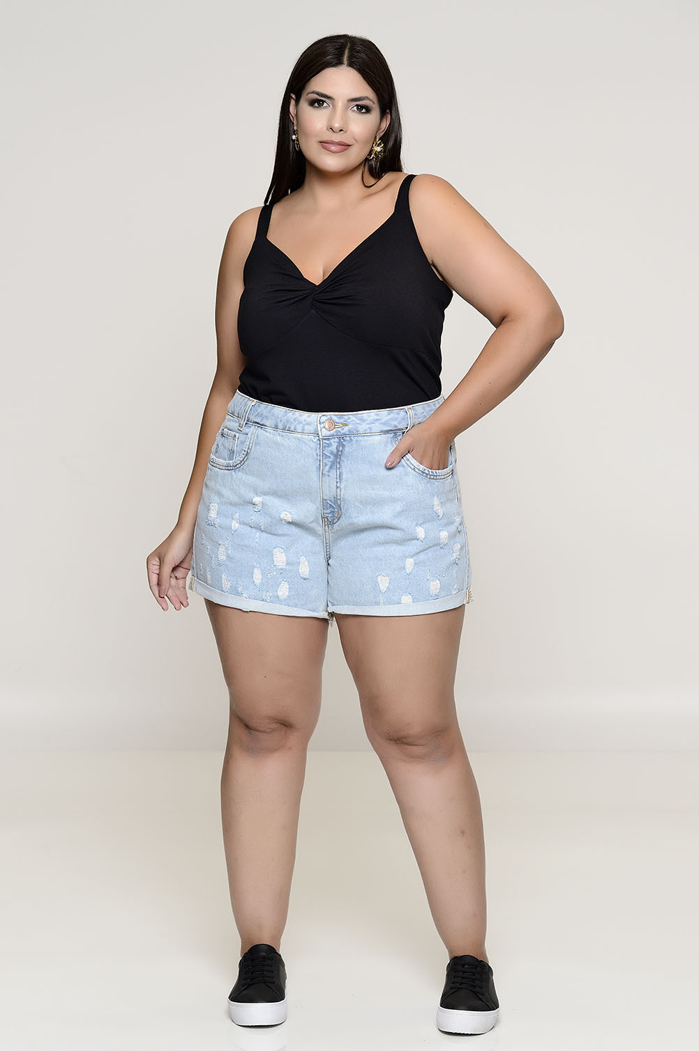 Shorts plus best sale size feminino barato