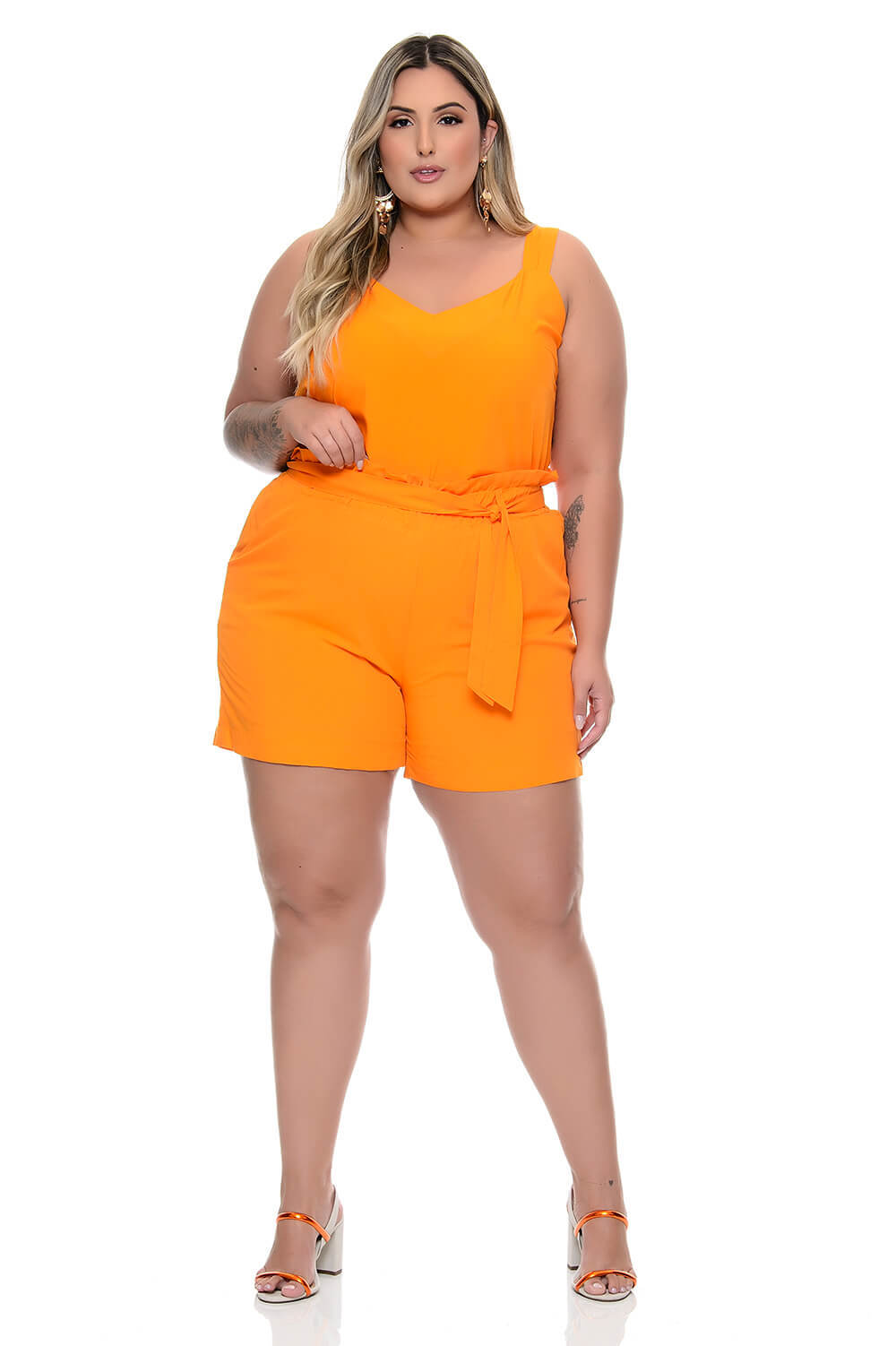 Short Plus Size em Viscose Branco