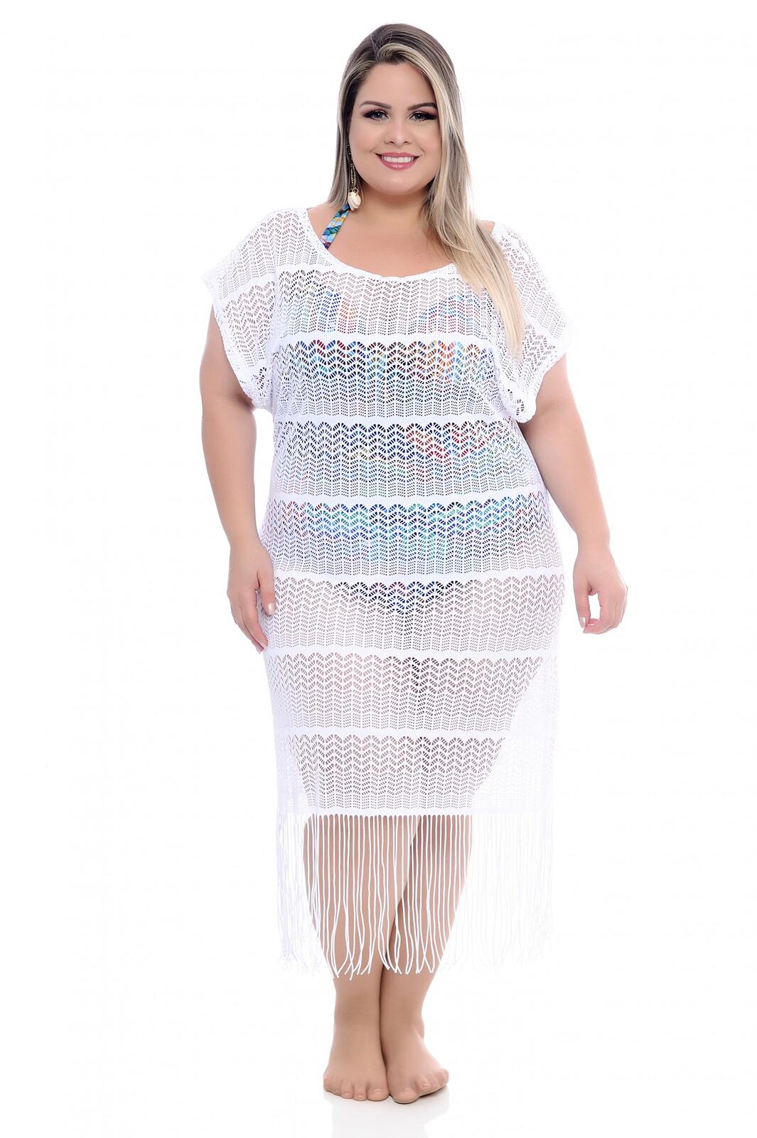 Saída de Praia Plus Size Pop White | Vk Moda