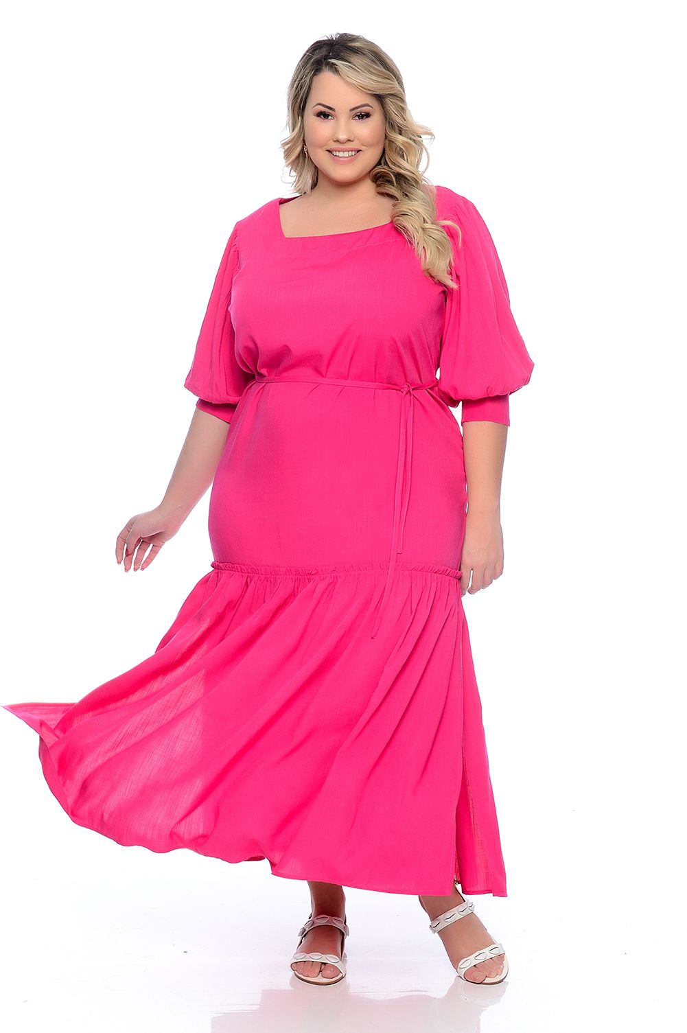 Vestido Plus Size Pink em Renda