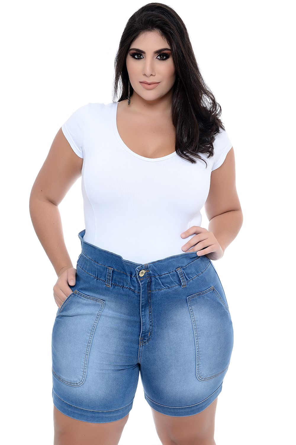 Short Plus Size Jeans Clochard Lucia - zuya  Moda Feminina Plus Size com  Essência e Consciência
