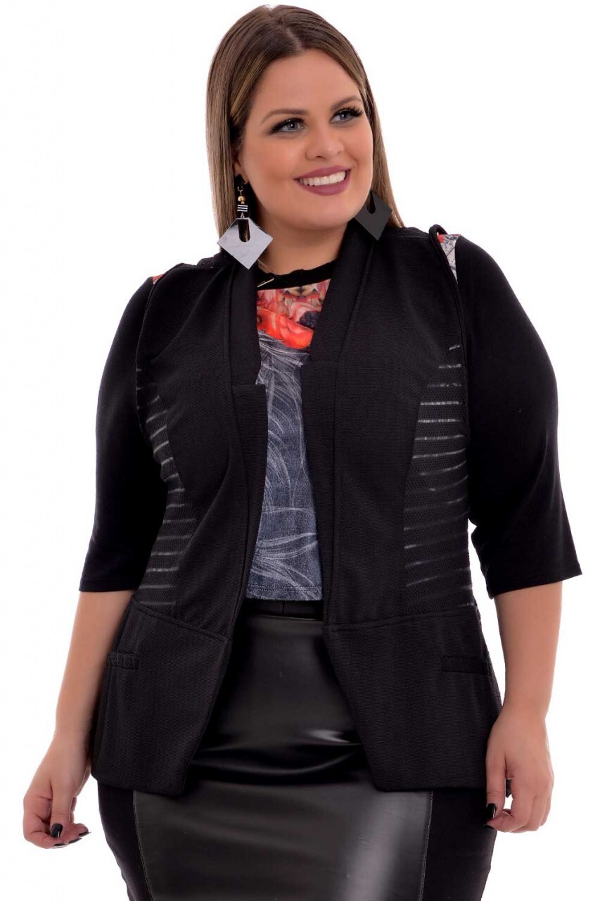 Colete Plus Size Fly Vk Moda Plus Size