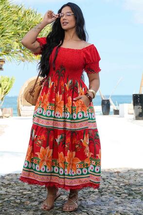 Vestido Plus Size Boneca de Pano Vermelho
