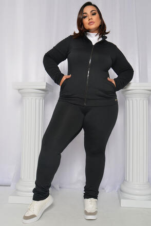 Calça Plus Size Reta Poli Soft - Preto