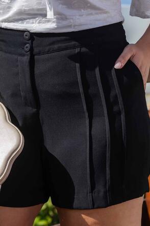 Short Plus Size Alfaiataria Pregas Preto