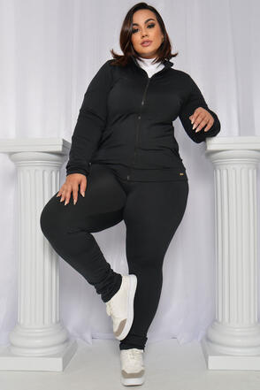 Calça Plus Size Reta Poli Soft - Preto