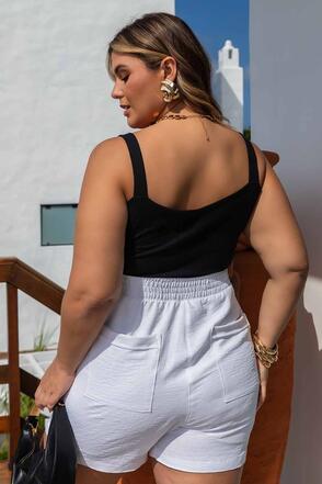 Cropped Plus Size Canelado Preto