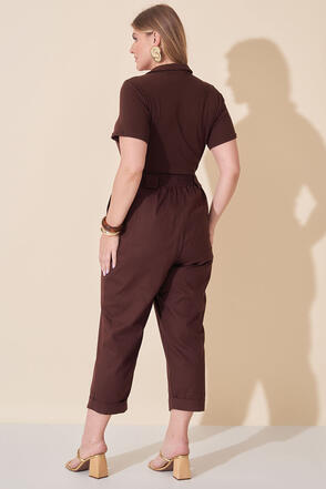 Blusa Polo Plus Size Marrom