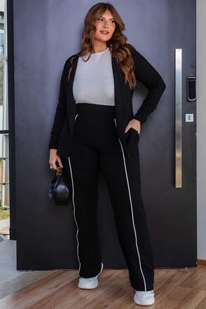 Conjunto Plus Size Blazer e Calça Moletinho Preto
