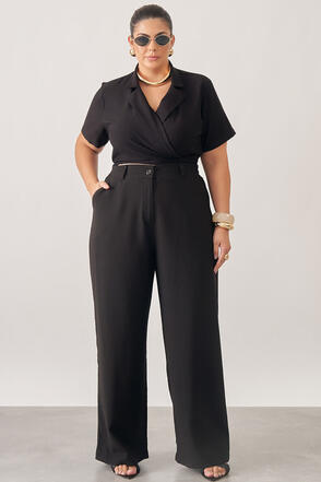 Conjunto Plus Size Stef Blusa e Calça Preto