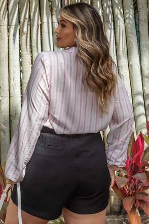 Short Plus Size Sarjado Preto