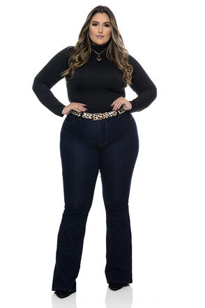 Blusa de Manga Longa Plus Size Micro Thermo Preta - Preto
