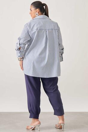 Camisa Com Top Plus Size Listrado Azul