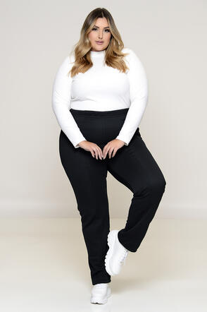 Calça Plus Size Reta Flanelada