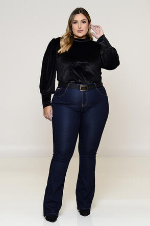 Blusa Plus Size de Veludo Texturizado