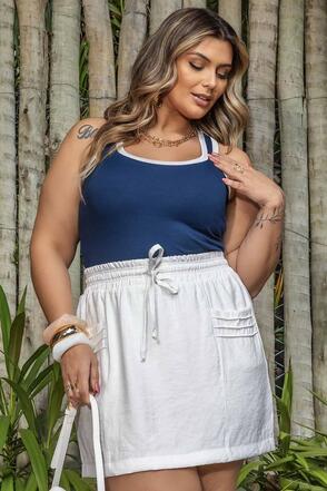 Regata Plus Size Canelada Ravena Azul
