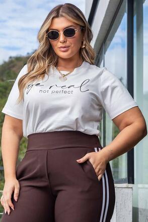 T-shirt Plus Size em Algodão Off White