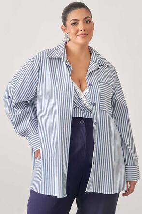 Camisa Com Top Plus Size Listrado Azul