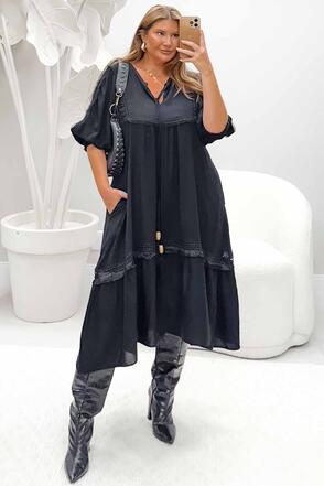 Vestido Plus Size Boho Preto