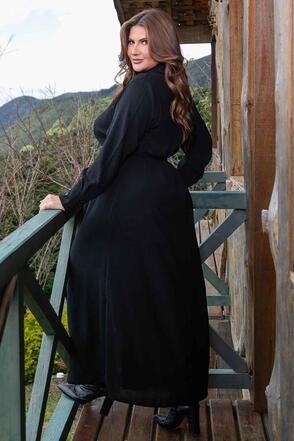 Chemise Plus Size Com Cinto Preta