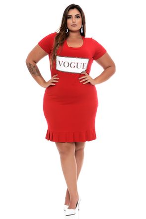 Vestido Plus Size Vermelho Vogue