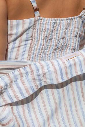 Camisa e Cropped Plus Size Listrado Azul