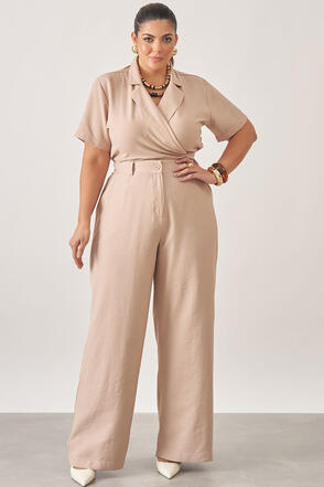 Conjunto Plus Size Stef Blusa e Calça Bege