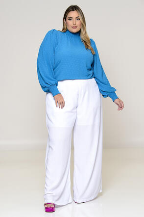 Blusa Plus Size Manga Longa Pipoca