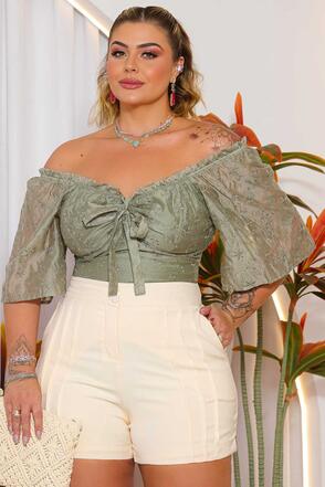 Blusa Ciganinha Plus Size Jasmim Verde