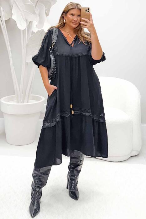 Vestido Plus Size Boho Preto