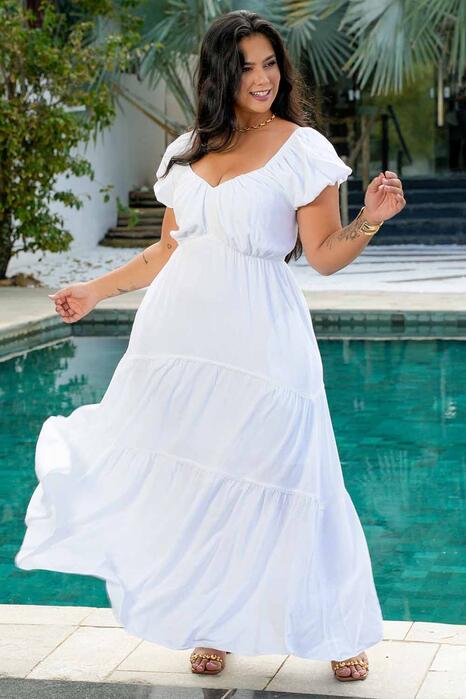 Vestido Plus Size Rainha do Sol Branco