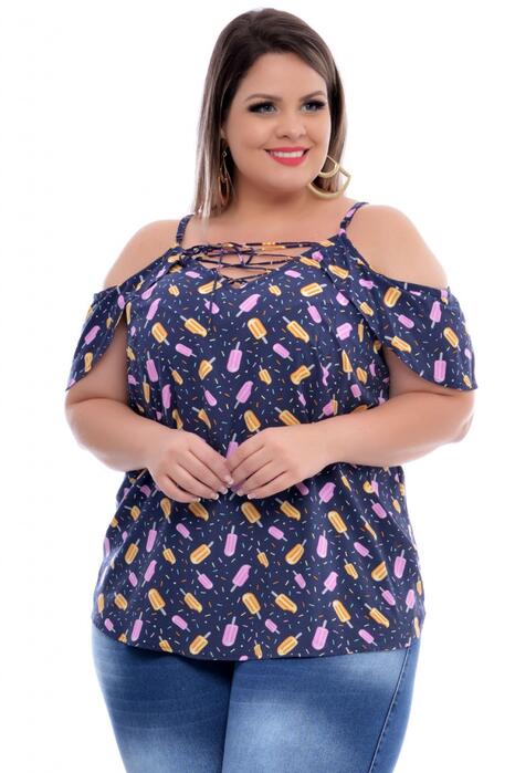 Blusa Plus Size Funny Blue