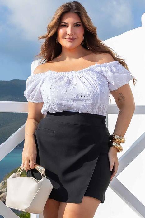 Blusa Ciganinha Plus Size Laise Branca - Branco