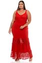 Vestido Plus Size Longo Vermelho Elegante
