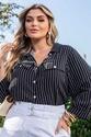 Camisa Plus Size Listras Itália Preta