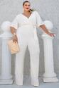 Macacão Plus Size Busto Transpassado Off White