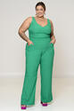 Conjunto Plus Size Cropped e Pantalona Verde