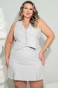 Colete Plus Size Risca de Giz Bege