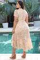 Vestido Plus Size Areia Bordada Bege
