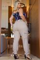 Calça Plus Size Cargo Alfaiataria Bege