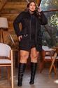 Conjunto Plus Size Casaco Utilitario e Saia - Preto