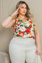 Regata Plus Size Estampada Off White