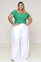 Cropped Plus Size Decote Ombro a Ombro Verde