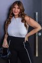 Regata Plus Size Canelada Branca - Branco