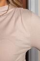 Blusa Plus Size Canelada Com Pregas Nude