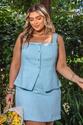 Conjunto Plus Size Botoes Orgânico Azul