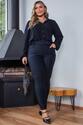 Camisa Plus Size Preta Maquinetada