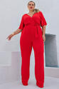 Macacão Plus Size Busto Transpassado Vermelho