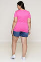 Blusa Plus Size Listrada Rosa
