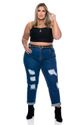 Calça Mom Jeans Plus Size Destroyed